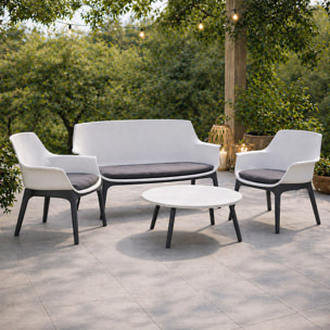 Salon de jardin 4 places blanc avec table basse BUCA