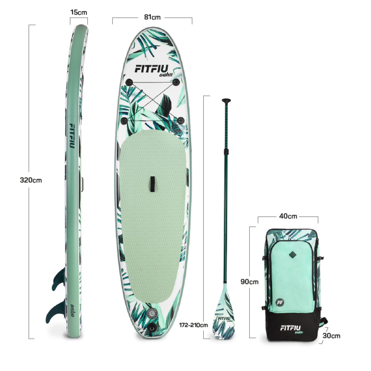 Tabla paddle surf hinchable FITFIU con accesorios y diseño tropical