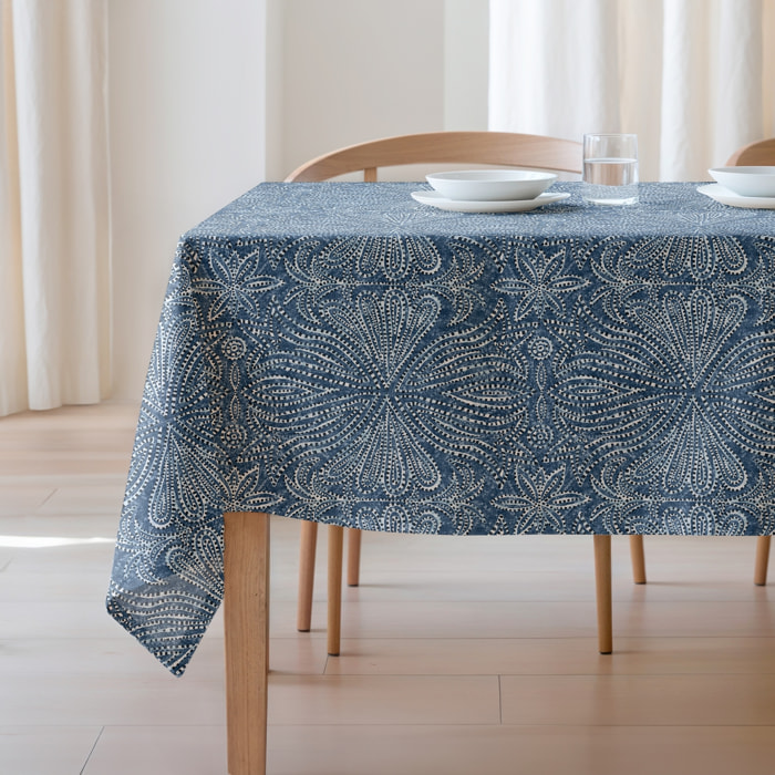 Mantel estampado antimanchas NIKOL AZUL