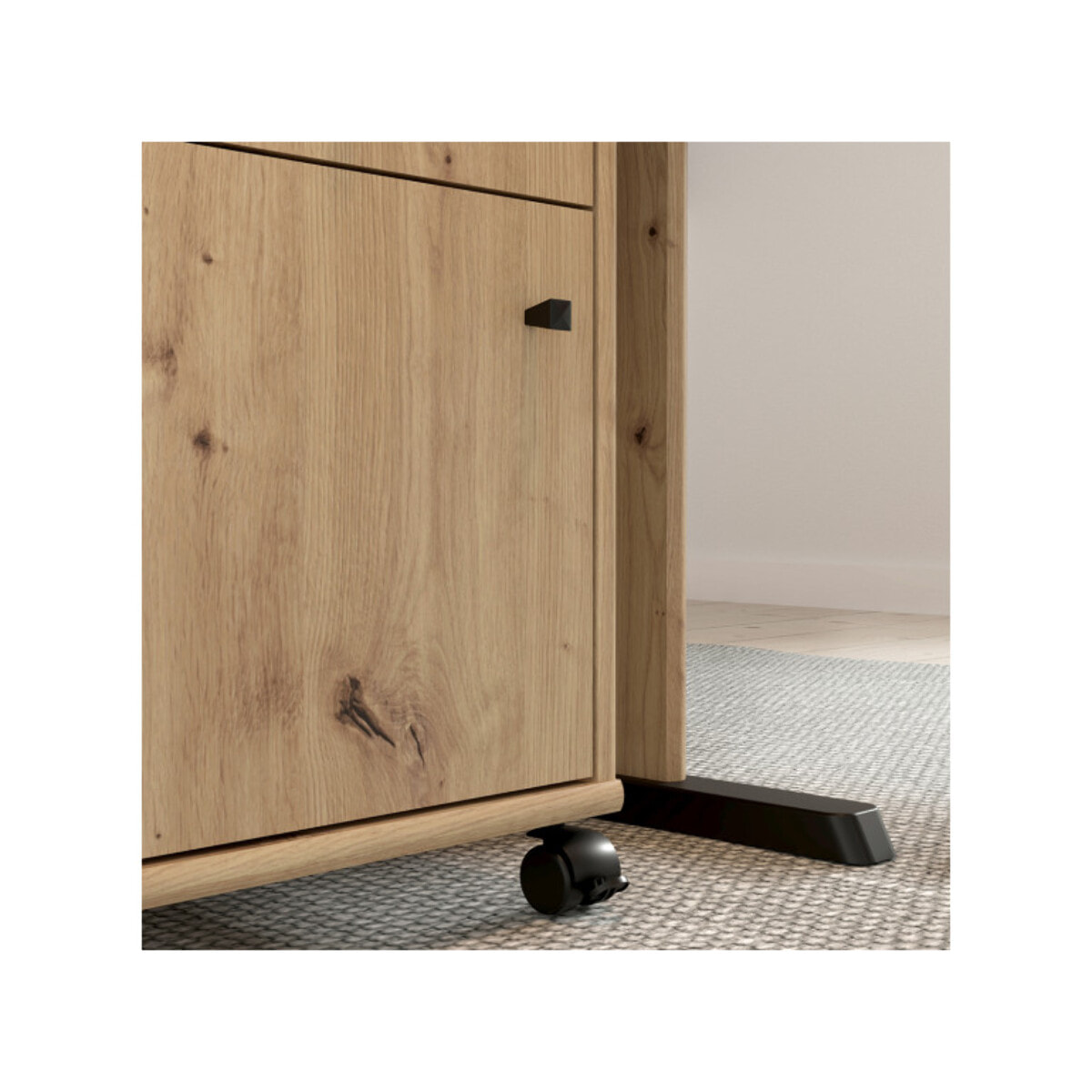 Caisson H. 54 cm avec roulettes et décor chêne artisan - MIA