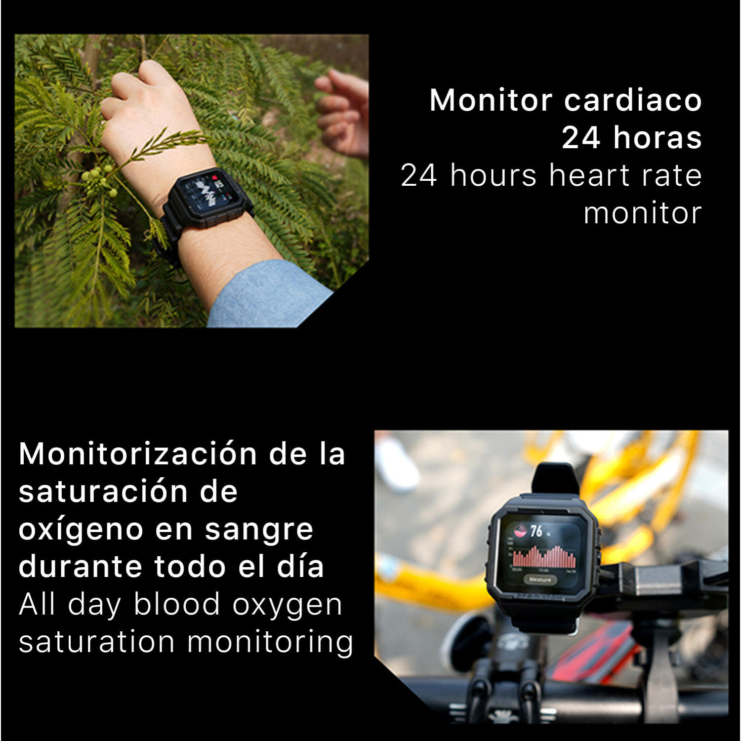 Smartwatch Alpha Pro con GPS, monitor cardiaco. Varios modos deportivos, notificaciones de apps.