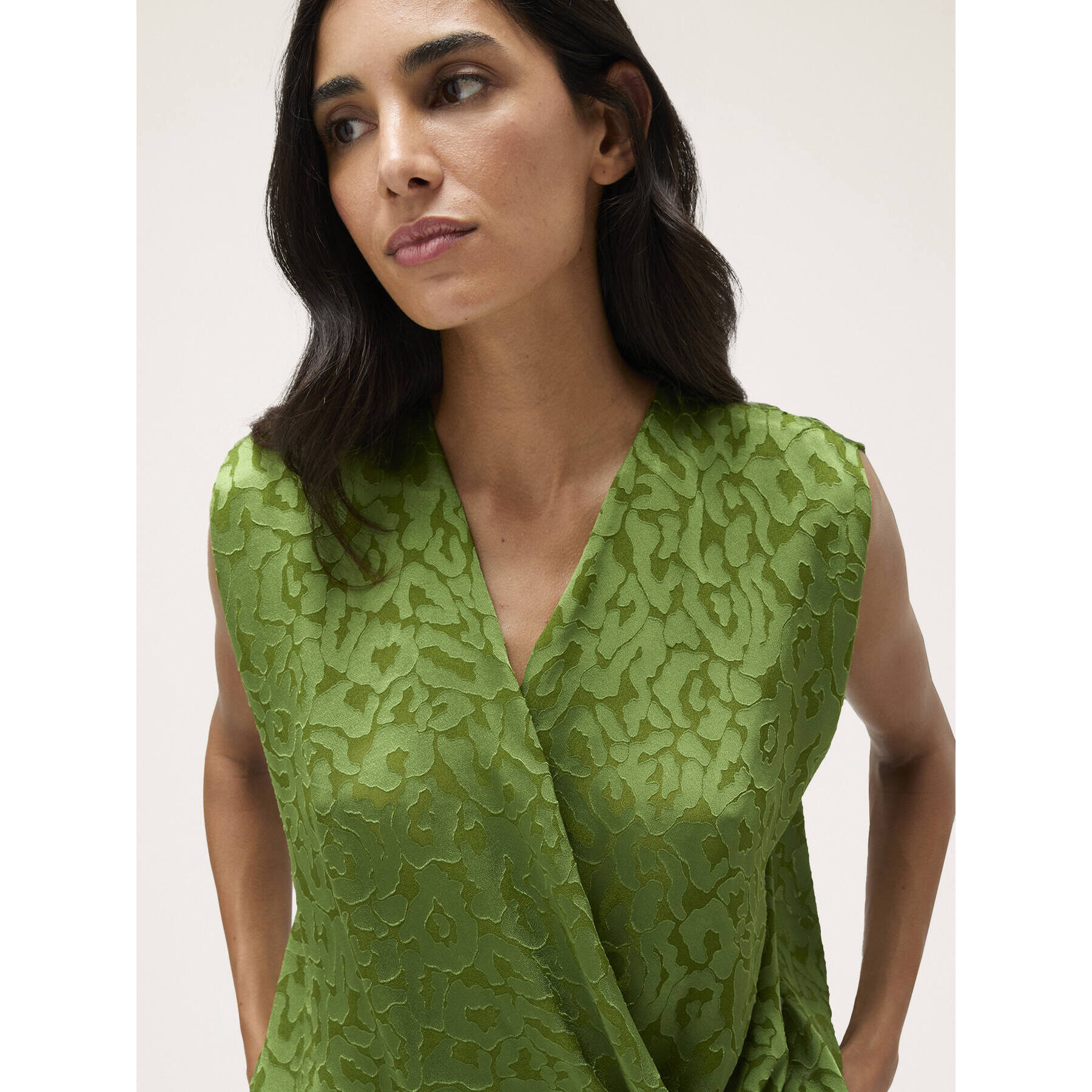 Motivi - Blusa in raso devoré - Verde chiaro