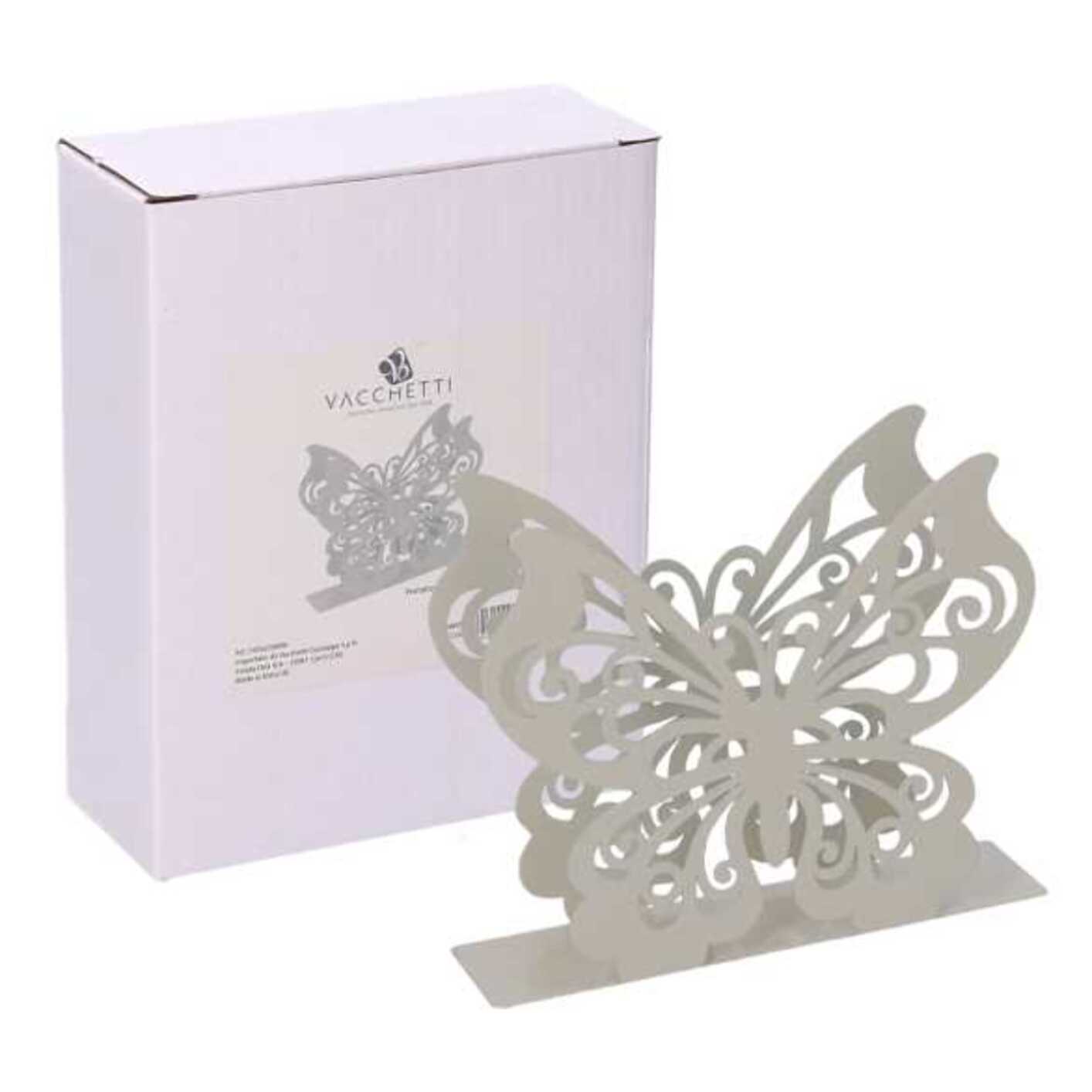 Portatovaglioli in metallo farfalla crema rettangolare cm14,5x4h12