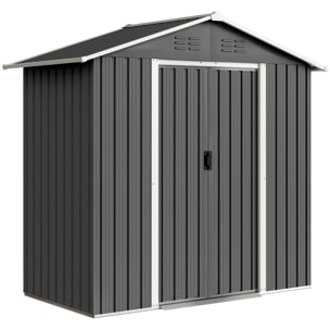 Abri de jardin 1,8 m² - cabanon 2 portes coulissantes verrouillables - tôle d'acier ondulé gris