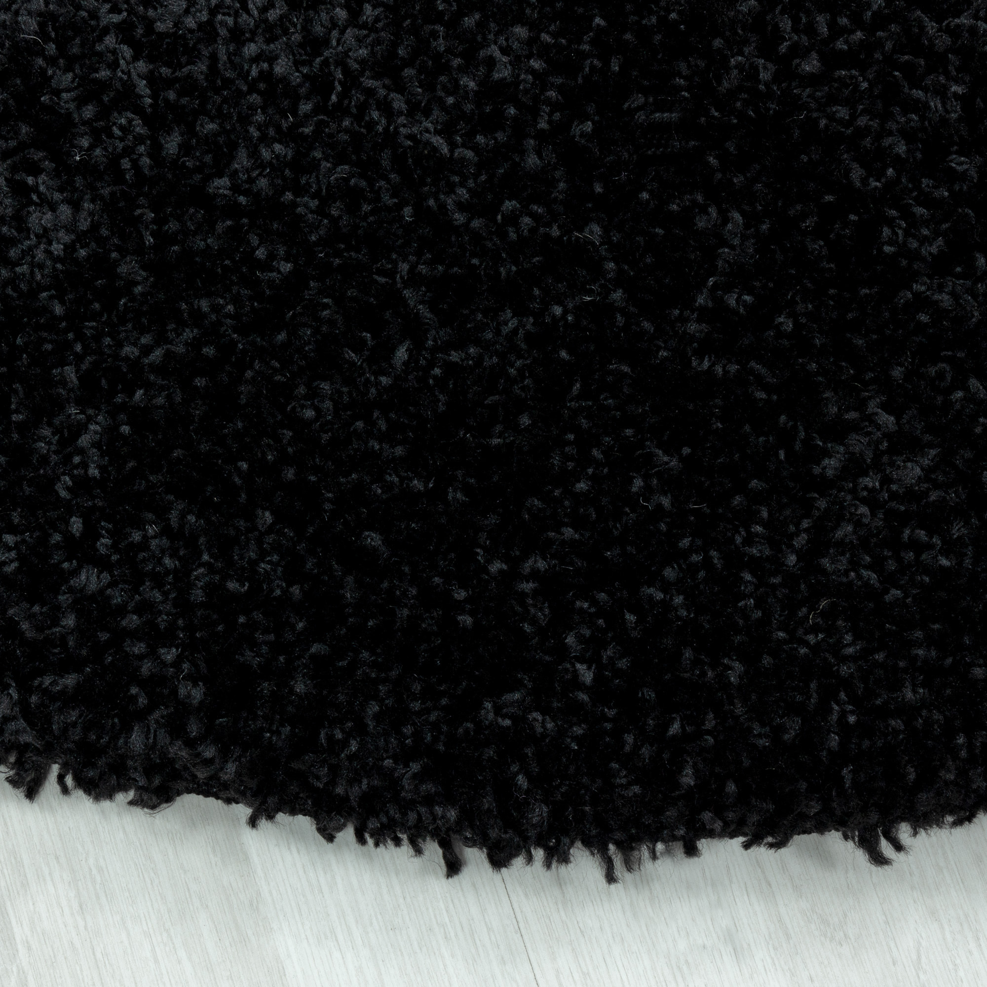 SYDNEY - Tapis shaggy uni rond à poils longs noir - SYD3000NOI