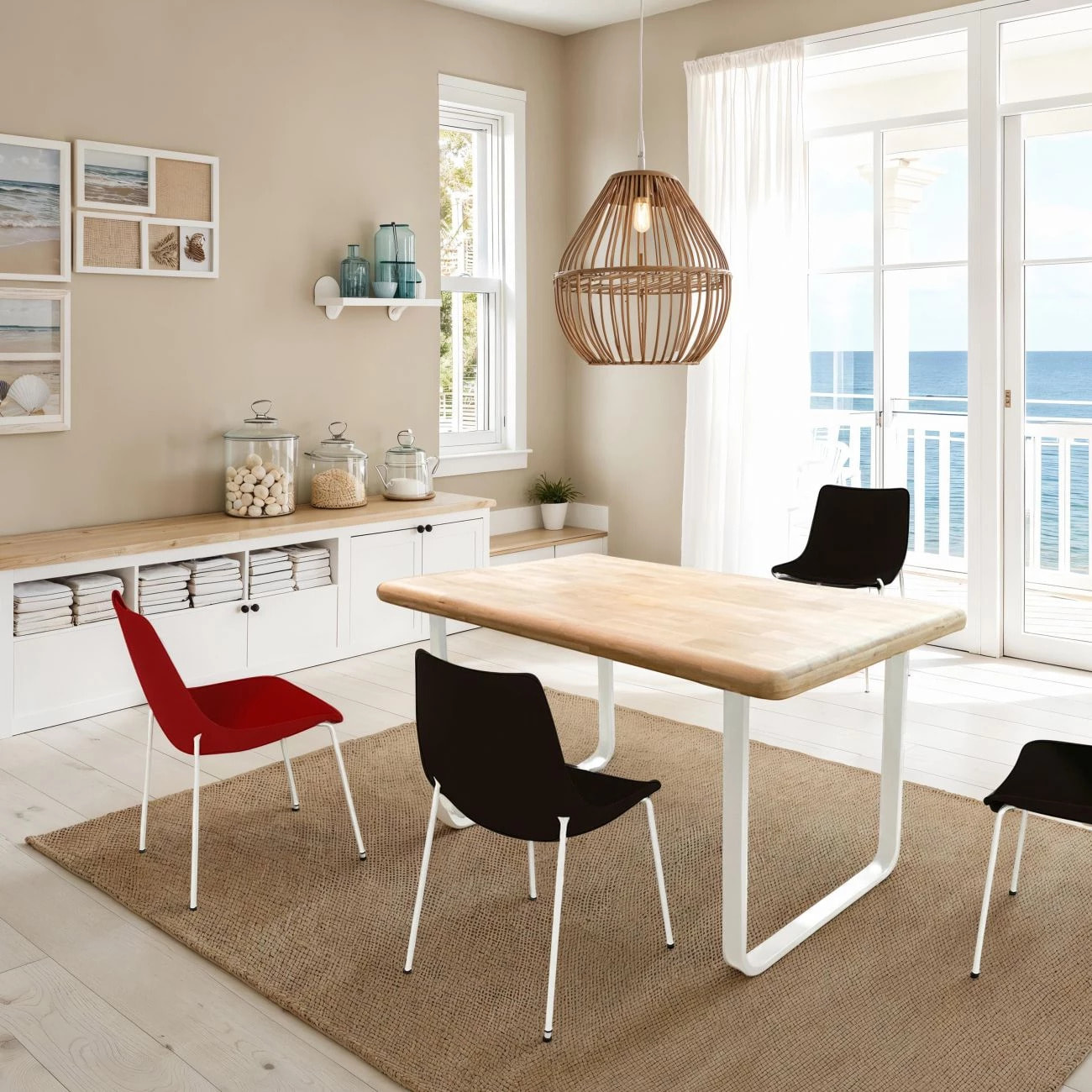 Mesa de comedor Haruna Blanco - Roble