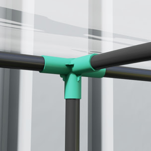 Serre de jardin adossée serre adossée dim. 2,14L x 1,18l x 2,12H m 2 portes zippées enroulables acier PVC transparent