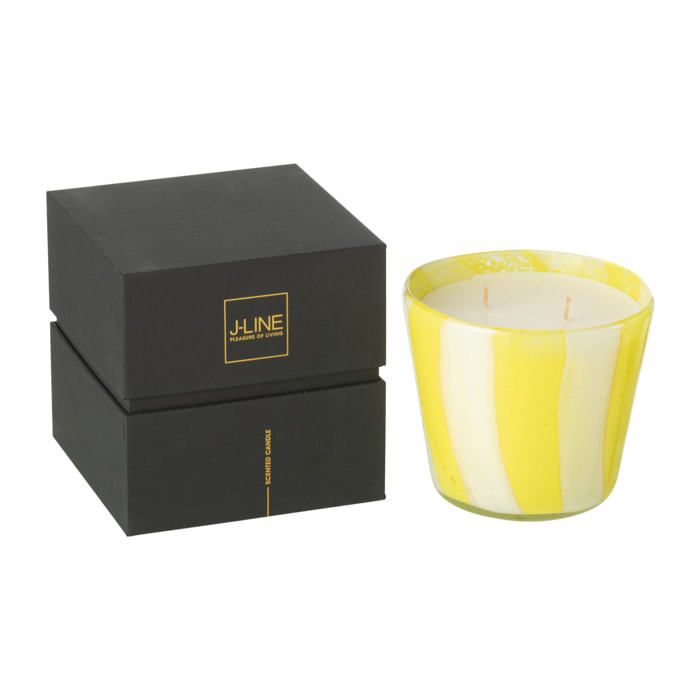 J-Line bougie parfumée Noa Lignes - Yashioka Gardenia - verre -jaune - small - 50H