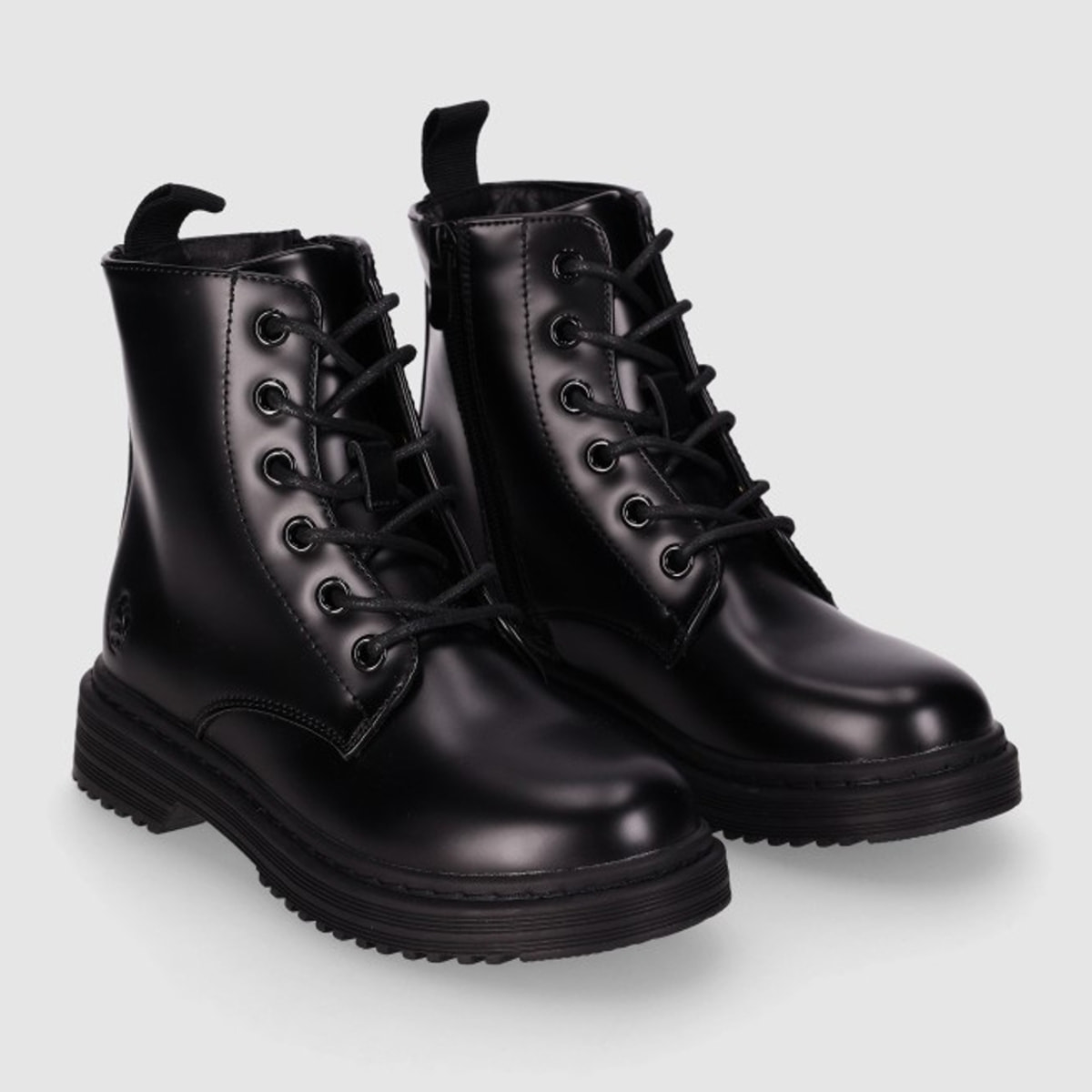 Botines de Piel Sintética - Negro - Tacón: Bajo