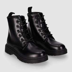 Botines de Piel Sintética - Negro - Tacón: Bajo