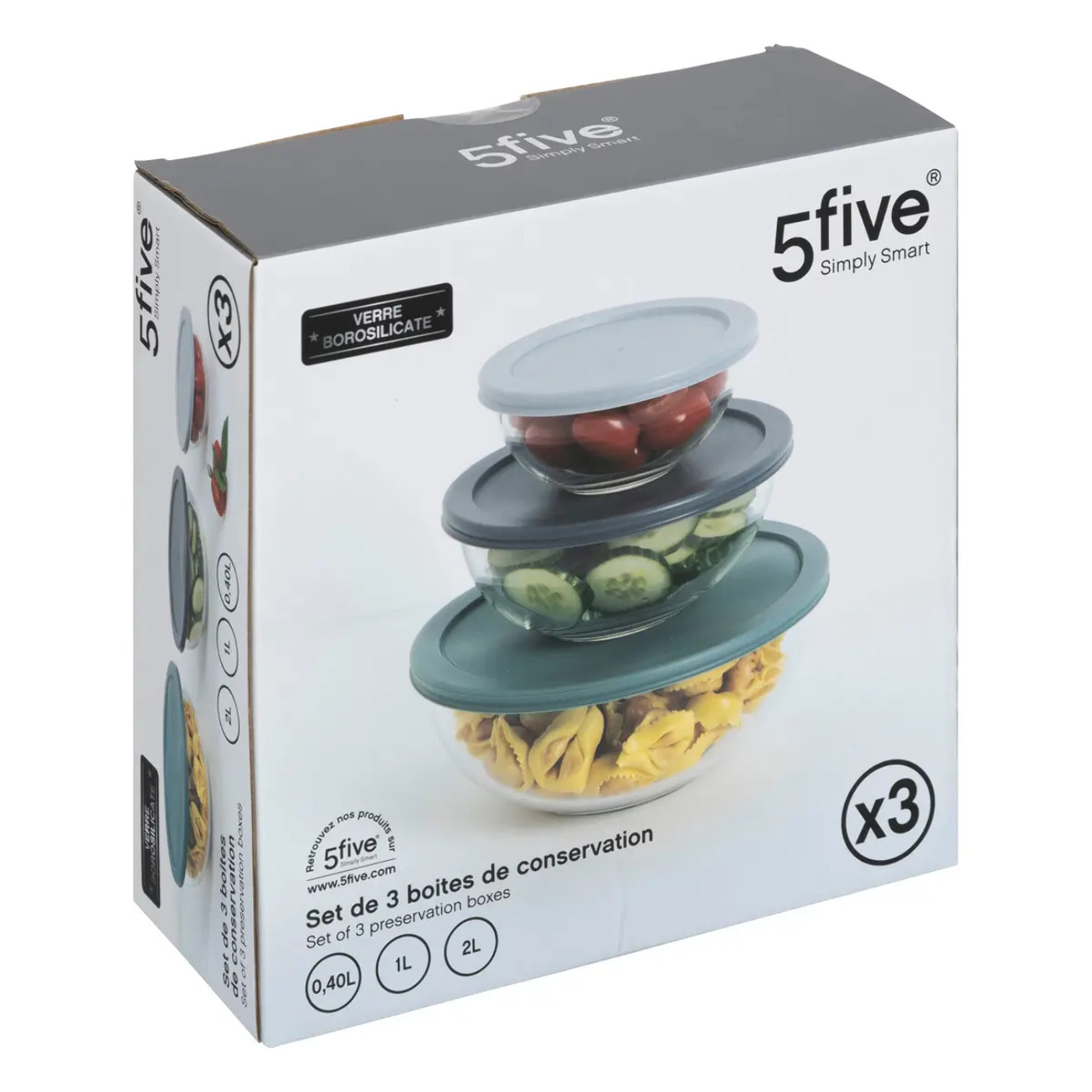 Set de 3 boîtes de conservation en verre