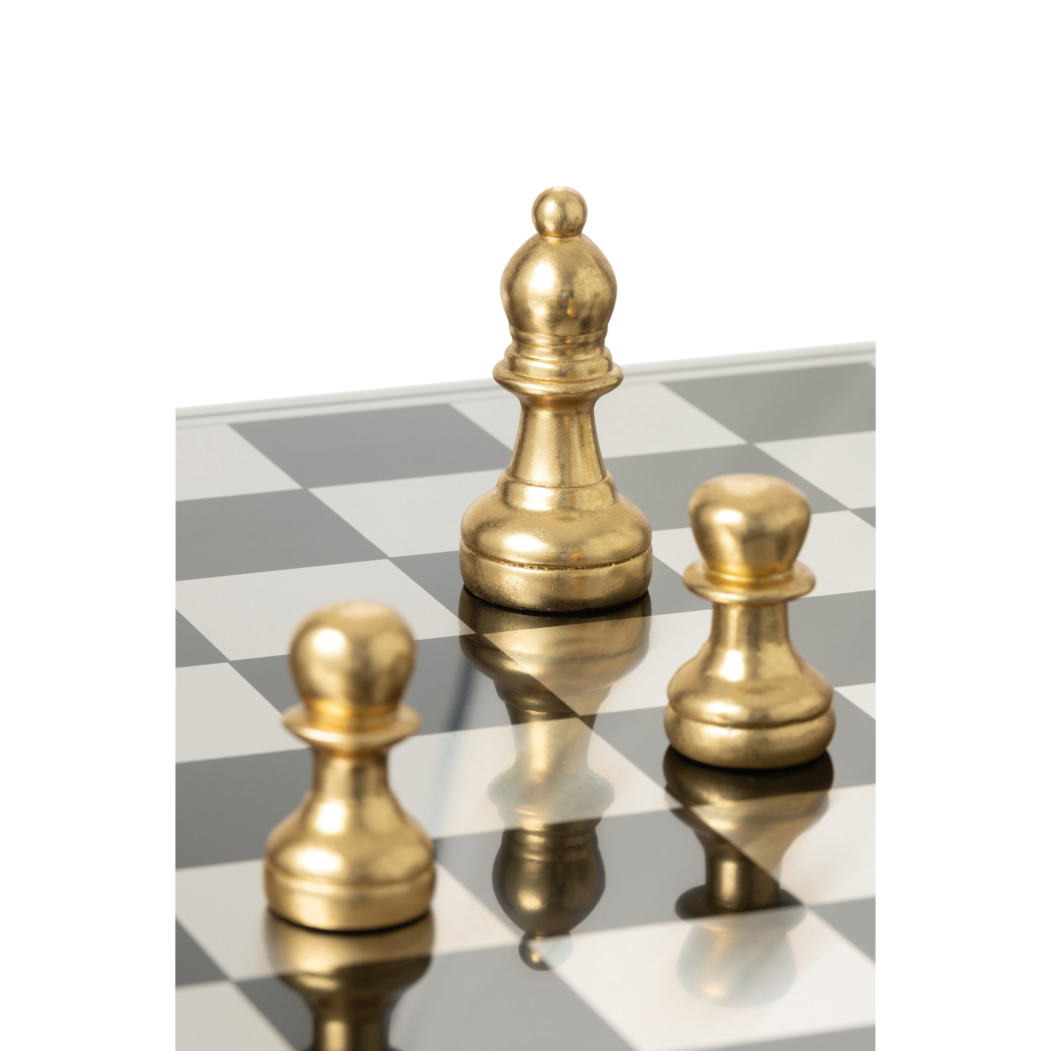 J-Line décoration Pièce D'échecs Renne - polyrésine - or/blanc