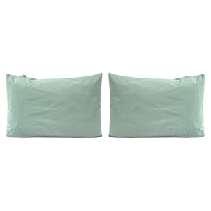 2 taies d'oreiller en 100% percale de coton organic UNI vert clair