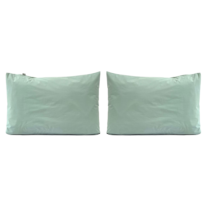 2 taies d'oreiller en 100% percale de coton organic UNI vert clair