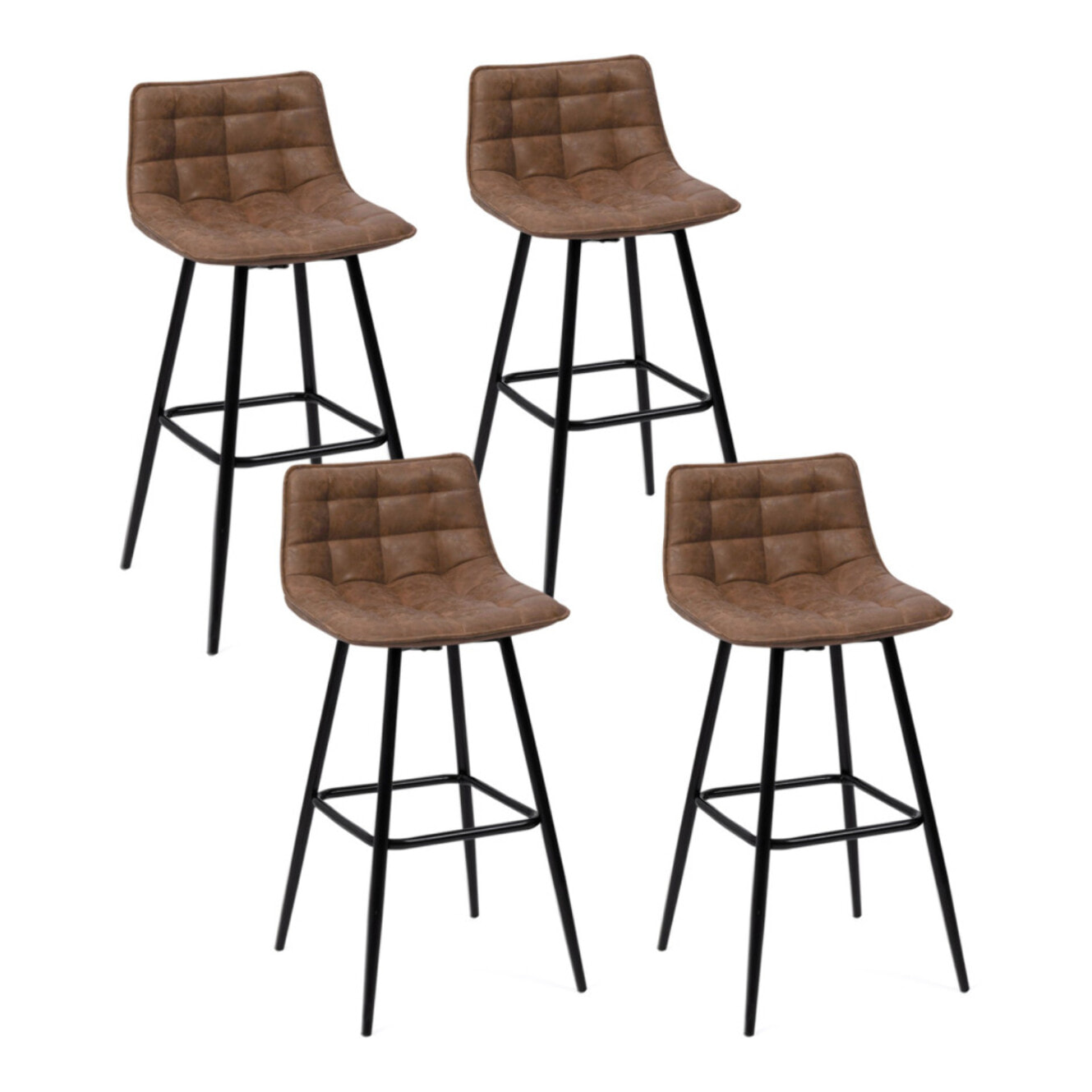 Tabourets de bar Irina simili marron - lot de 4