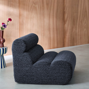 Chauffeuse tissu effet alpaca bleu foncé 1 place - L 81 x P 99 x H 75cm - Nova