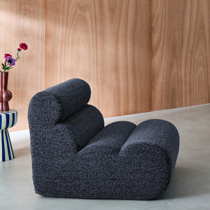 Chauffeuse tissu effet alpaca bleu foncé 1 place - L 81 x P 99 x H 75cm - Nova