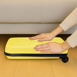 Maleta de cabina 18" plegable ultrafina/se pliega de 28cm a 13cm de grosor/ligera y resistente abs/ 2 ruedas + mango telescópico/ color amarillo