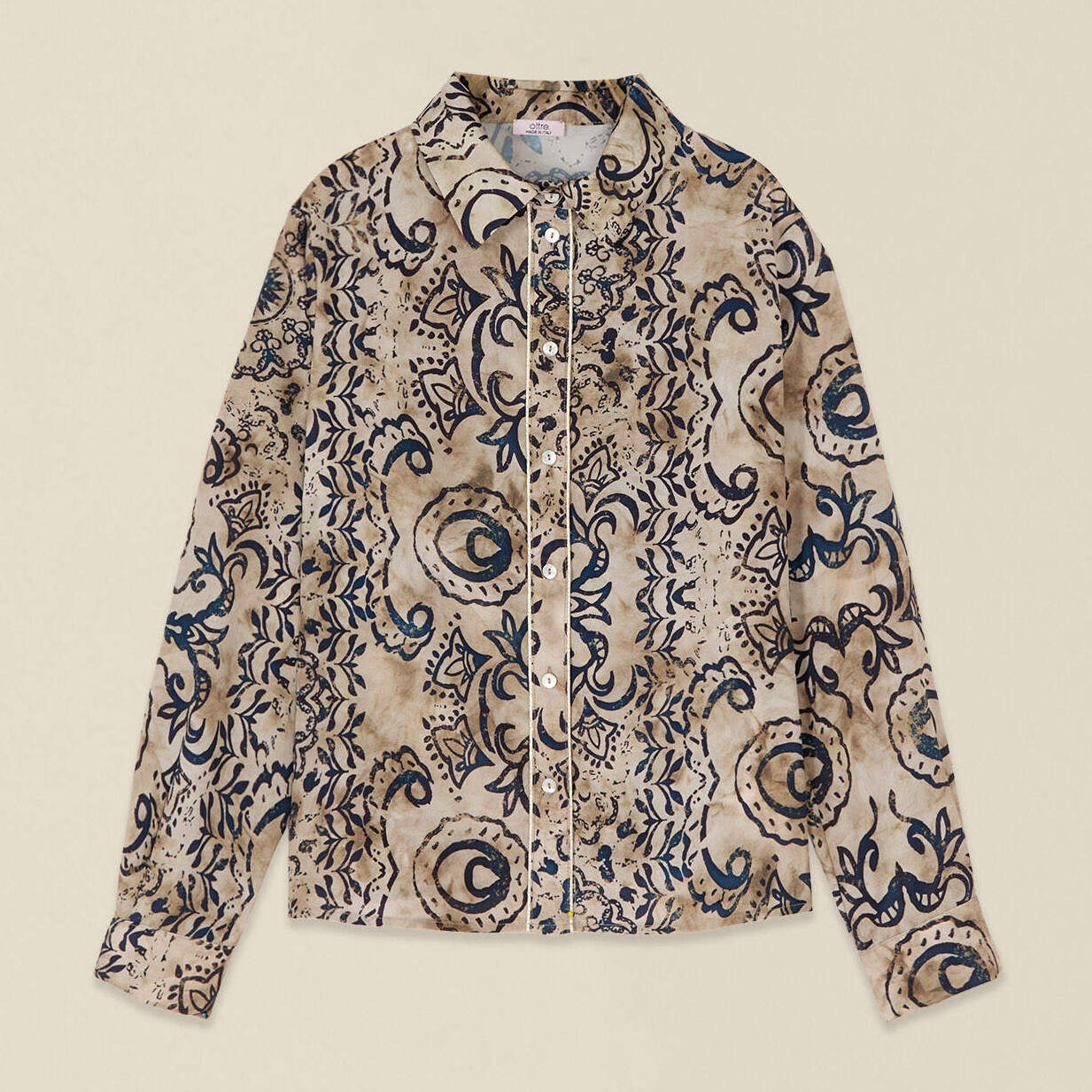 Oltre - Camisa de satén estampada - Beige