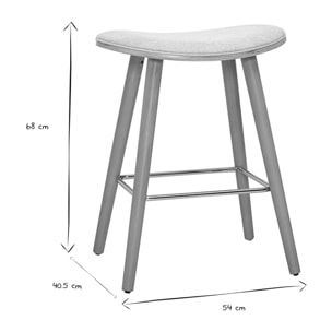 Tabourets de bar en tissu effet velours texturé beige et bois clair H65 cm (lot de 2) MEADOW