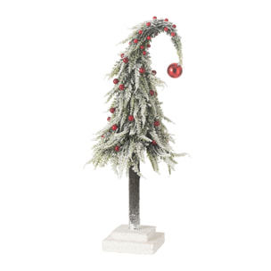 J-Line sapin De Noël Bonnet - neige artificiel - vert/rouge - medium - LED