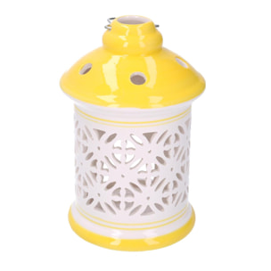 Lanterna in ceramica giallo tondo cmø11,5h17,5