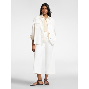 Elena Mirò - Pantaloni cropped in gabardina - Bianco