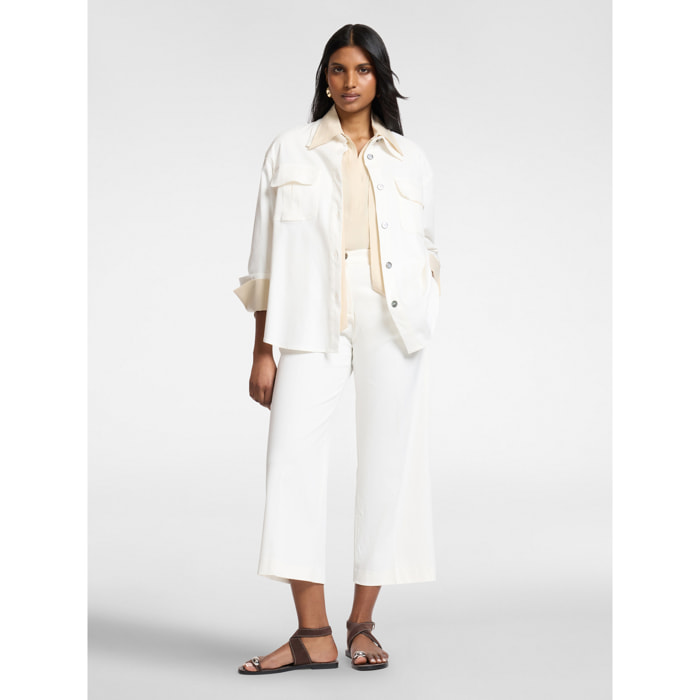 Elena Mirò - Pantaloni cropped in gabardina - Bianco