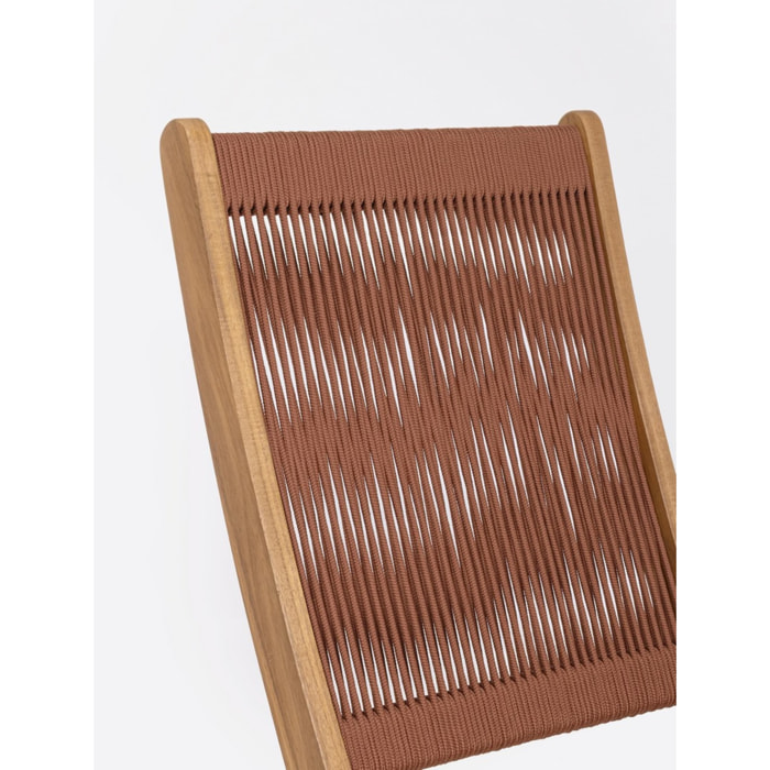Set di sedie pieghevoli MONSARAZ in legno di acacia e corda rosso corallo