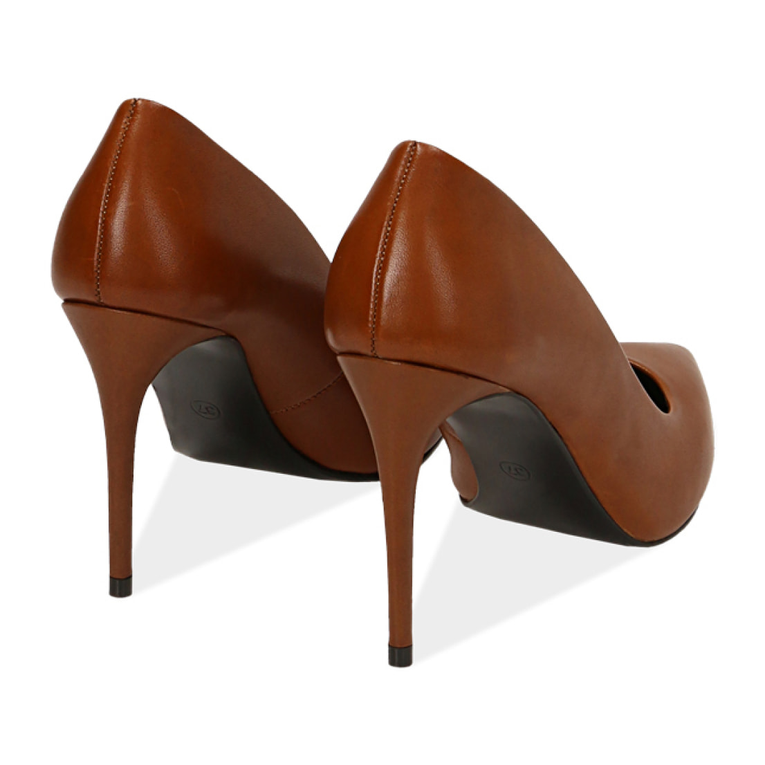 Décolleté cuoio in pelle di vitello, tacco 9 cm