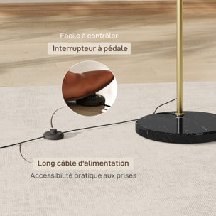 Lampadaire arc - lampadaire arceau courbé design - pied marbre noir mât abat-jour globe métal doré
