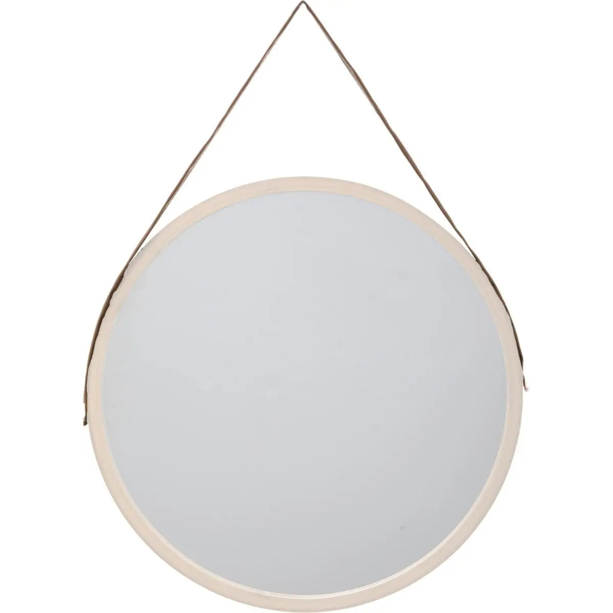 Miroir rond lanière cuir 38cm Sicela