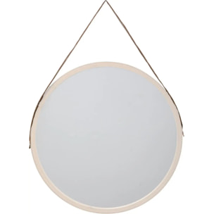 Miroir rond lanière cuir 38cm Sicela