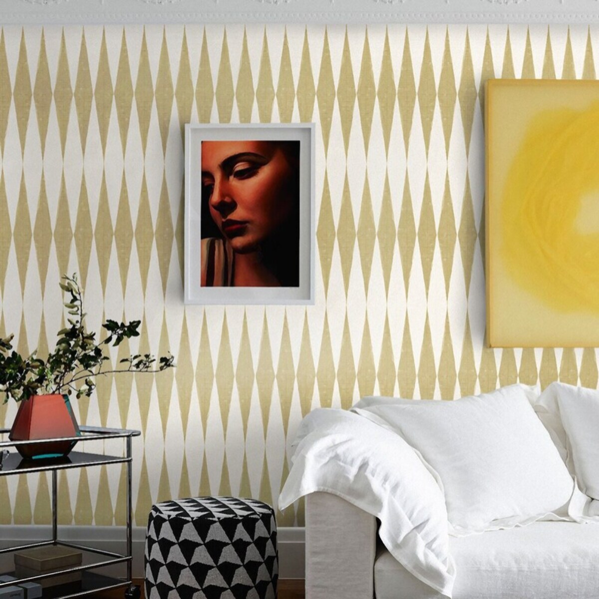 Carta da Parati Chevron Stile Scandinavo EffettoTessuto