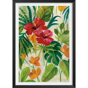 Poster Jardin tropical Affiche + cadre en bois - Noir