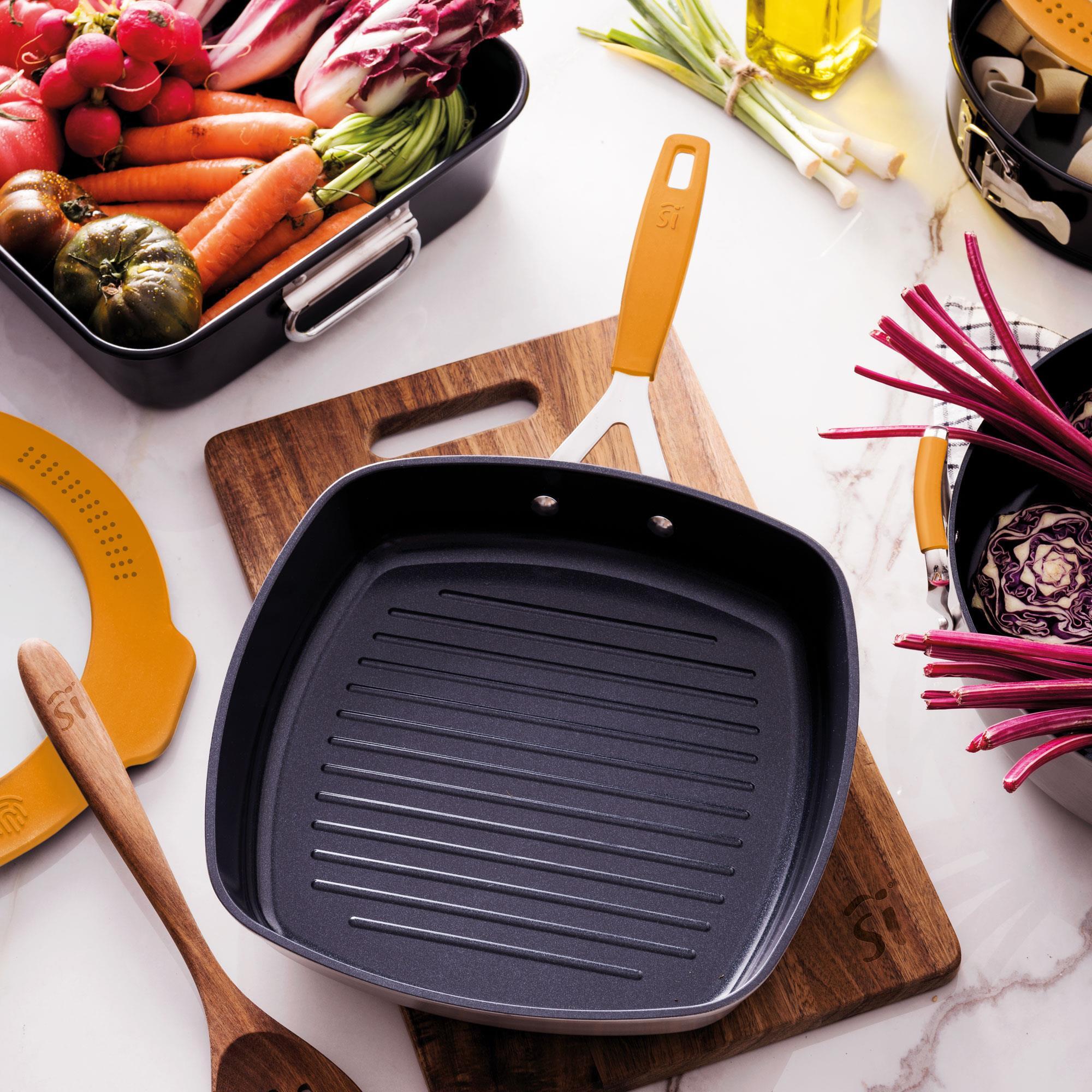 Juego de Sartén Asador 28x28cm + Wok Ø28cm en aluminio forjado para inducción COMPACT San Ignacio