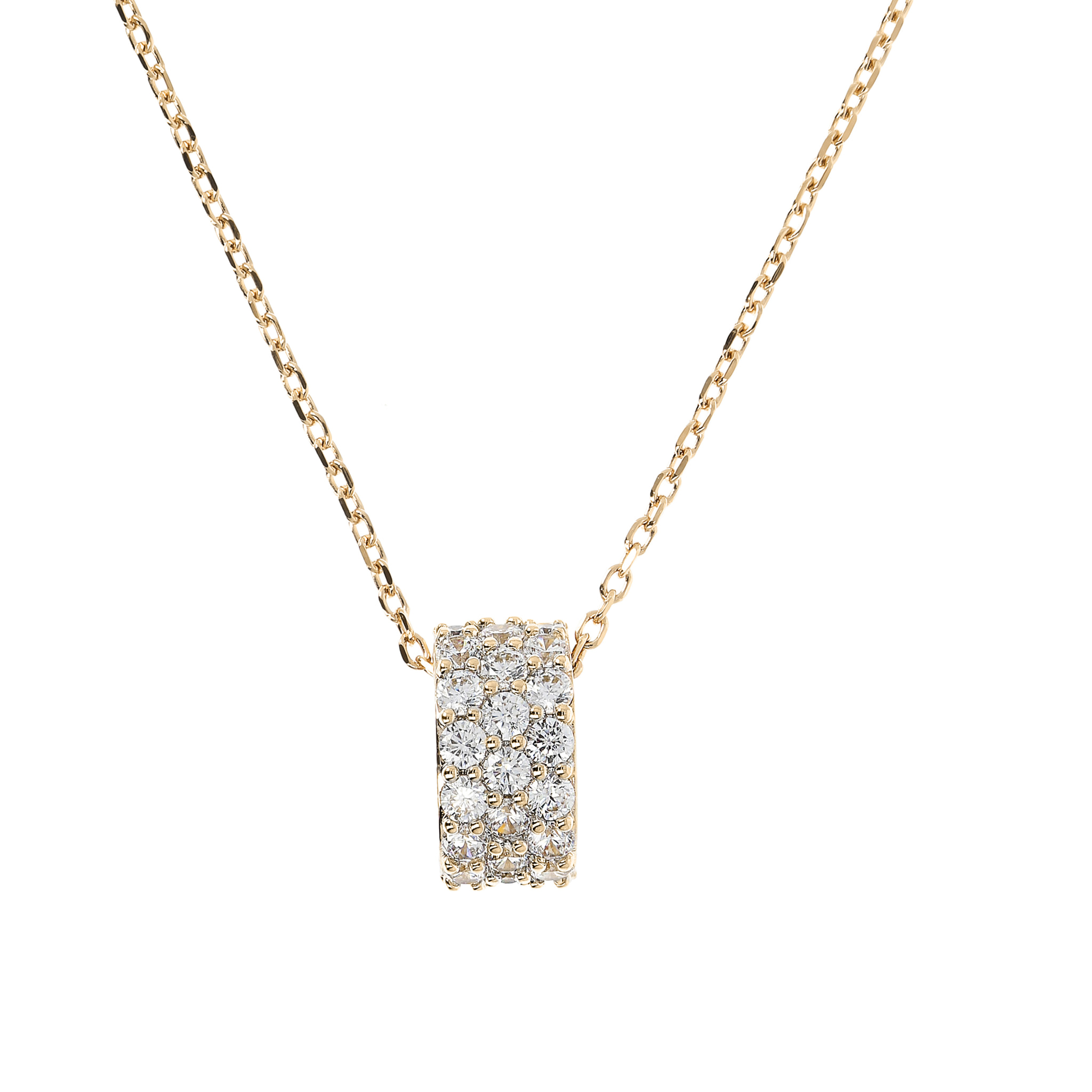 Collana Golden Catena Forzatina con Pendente in Pavé di Cubic Zirconia