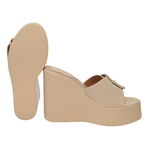 Ciabatta con zeppa - tacco 12,5 cm - plateaux 4,5 cm