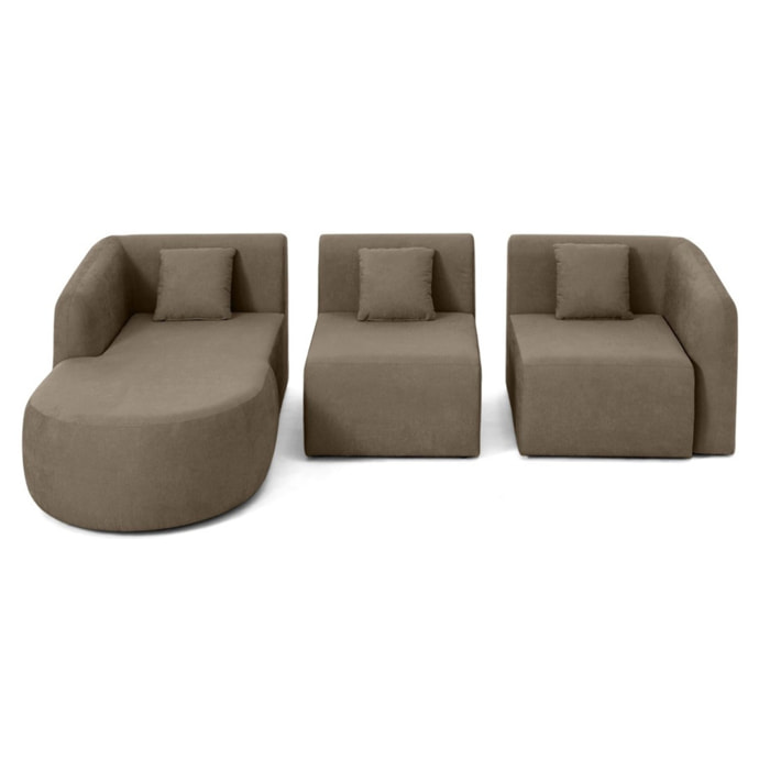 Ikare - canapé modulable d'angle gauche - 4 places - en tissu - Taupe