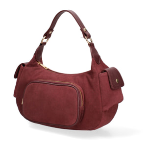 Borsa a spalla da donna Made in Italy - Modello Ardena - Pelle scamosciata - 30.0 x 17.0 x 12.0 cm