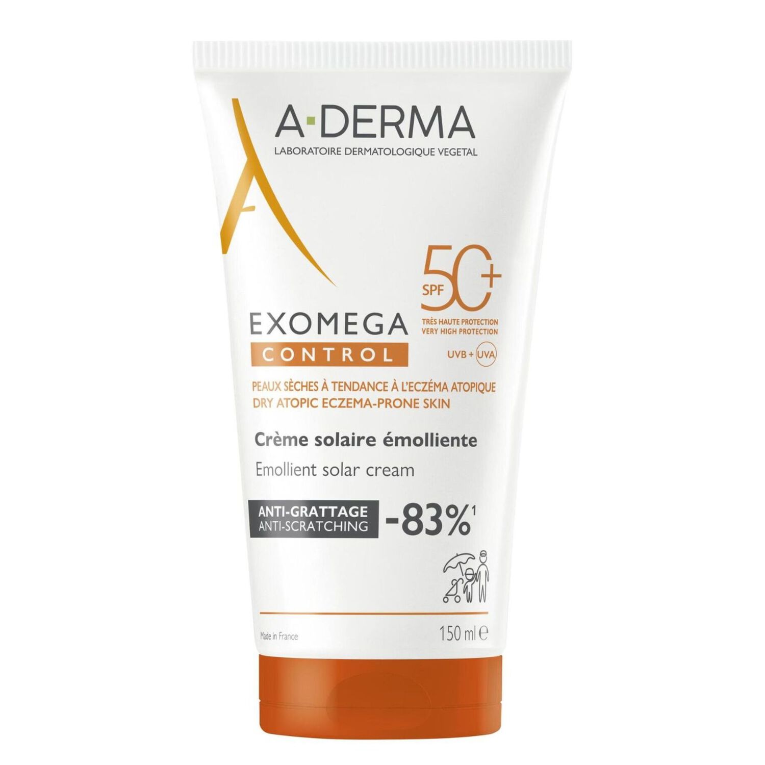 Exomega Control - Crème émolliente anti-grattage SPF50+ 150ml