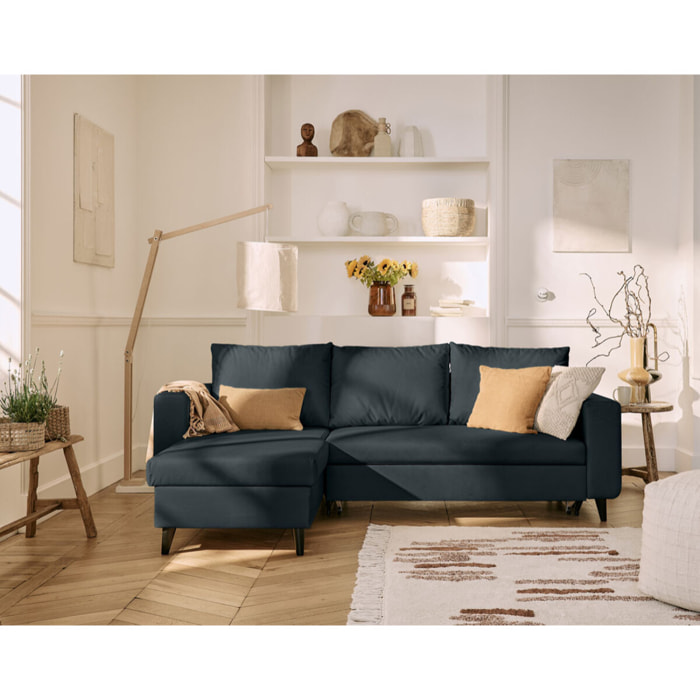 Nordic - canapé d'angle réversible 4 places - convertible avec coffre - en simili - Gris Anthracite