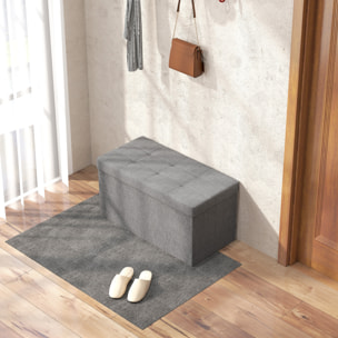 Baúl de Almacenaje para Dormitorio 84L, Puff de Almacenaje Plegable Tapizado de Lino Sintético con Tapa, para Salón, 76x38x38 cm, Gris Claro