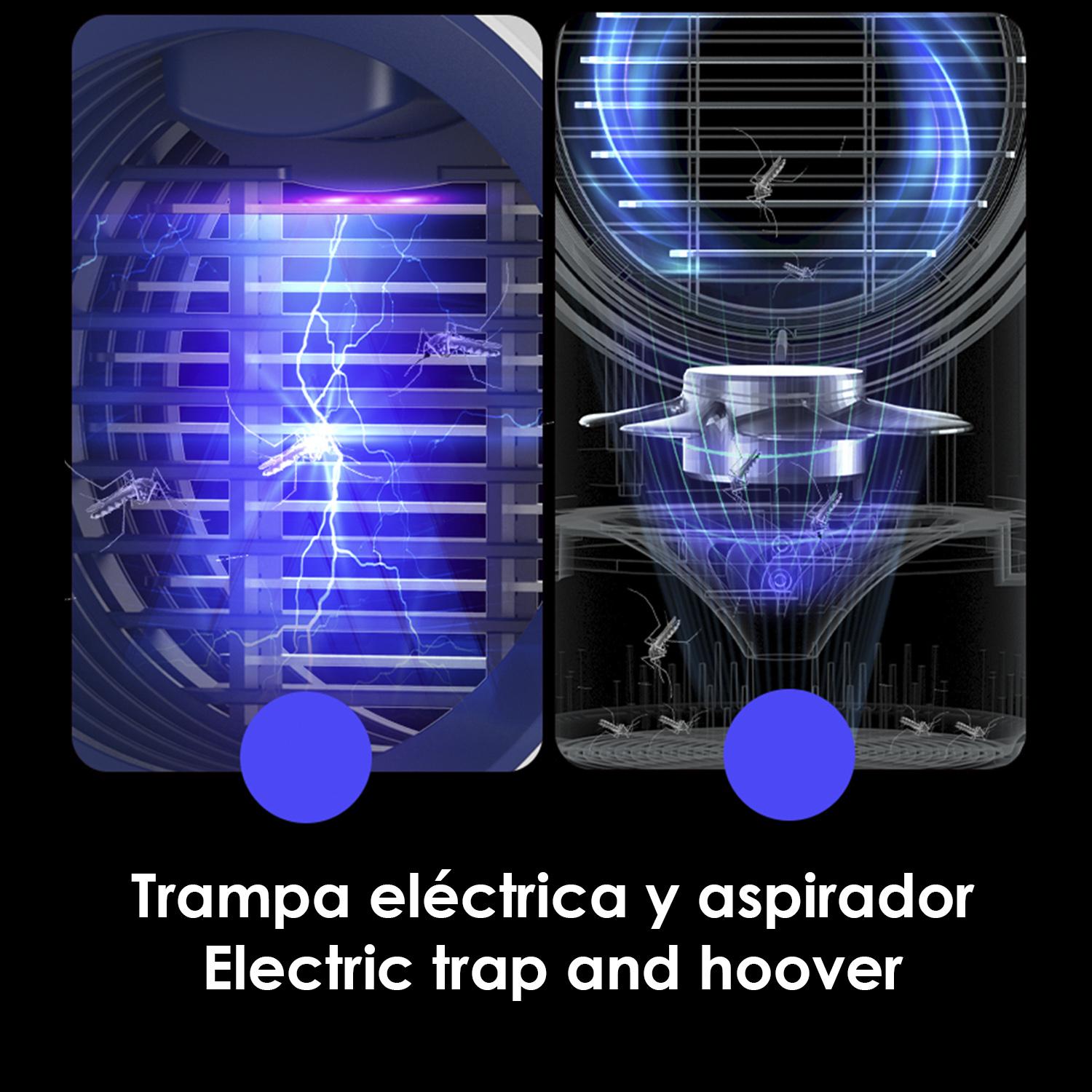 Atrapa mosquitos eléctrico G222, con luz led UV y aspirador. Mata mosquitos por descarga eléctrica.