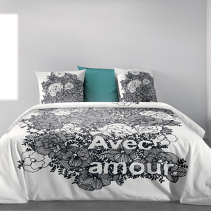 Parure housse de couette 3pcs 100% coton 47fils avec amour