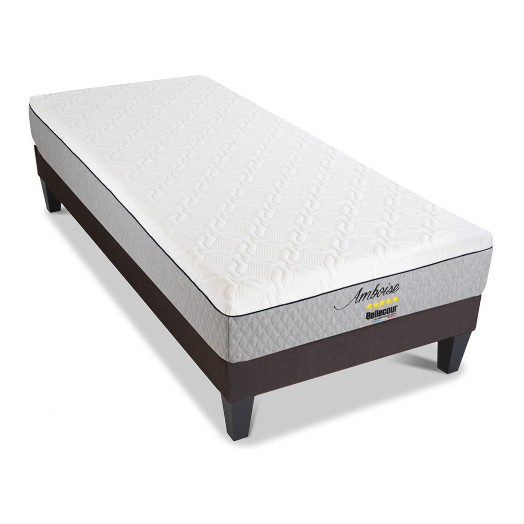 Ensemble Matelas Amboise & Sommier KIT15, 24 cm, Mémoire de Forme Haute Densité, Technologie Tri-Lattes, Soutien Ferme