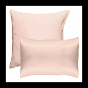 Taie d'oreiller soie uni rose Jouvence petale