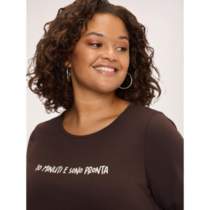 Fiorella Rubino - T-shirt in cotone con scritta funny - Marrone