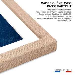 Poster digue vue d'en haut Affiche + cadre en bois - Chêne