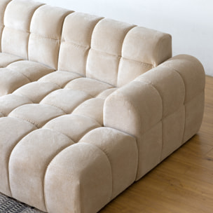 ALINE Canapé d'angle 3 places nuage en velours beige